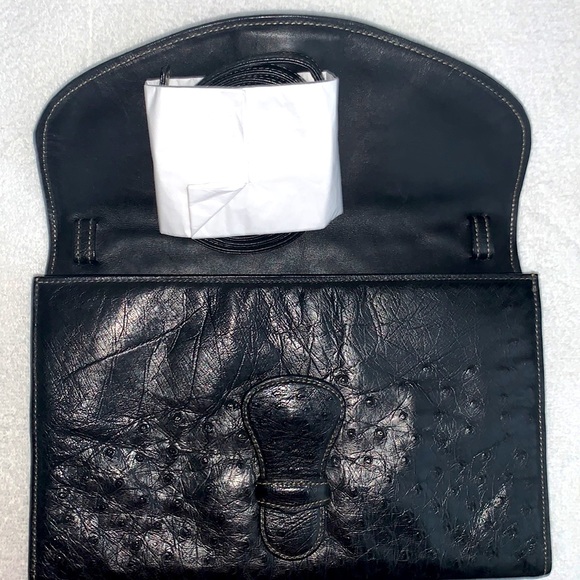 VTG Donna ELISSA Genuine OSTRICH Leather RARE Convertible clutch! - Picture 7 of 13
